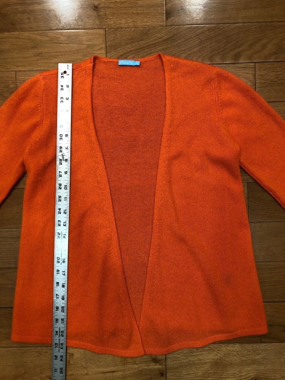 J McLaughlin 100% Cashmere Open Front Orange Cardigan Sweater Size XS - Picture 7 of 8